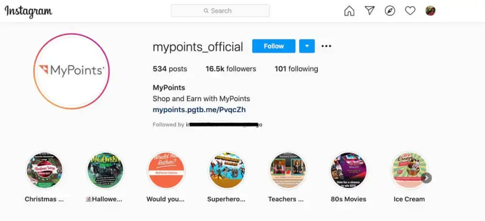 Official MyPoints Instagram page
